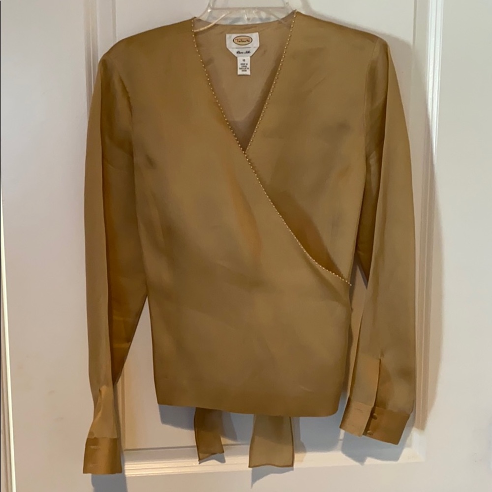 Talbots Pure Silk Gold Wrap Blouse